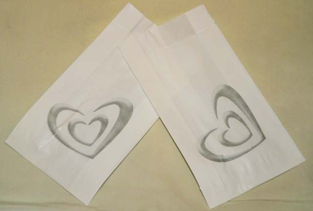 Wedding - Christening Cake Bags - Silver Heart in Heart x 10 Pack